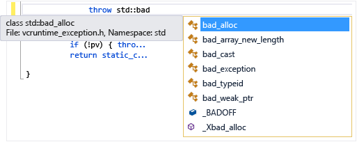 Liste de membres Visual C++