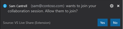 Demande d’approbation d’un invité Visual Studio Code