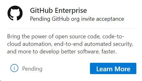 Invitation en attente d'acceptation pour GitHub Enterprise