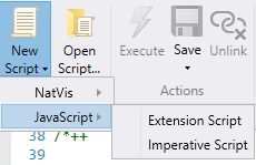 Capture d’écran du menu Script dans WinDbg.