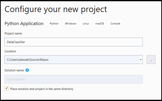 Configurer votre nouvelle application Python