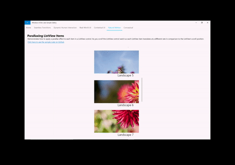 Affichage en liste avec parallax