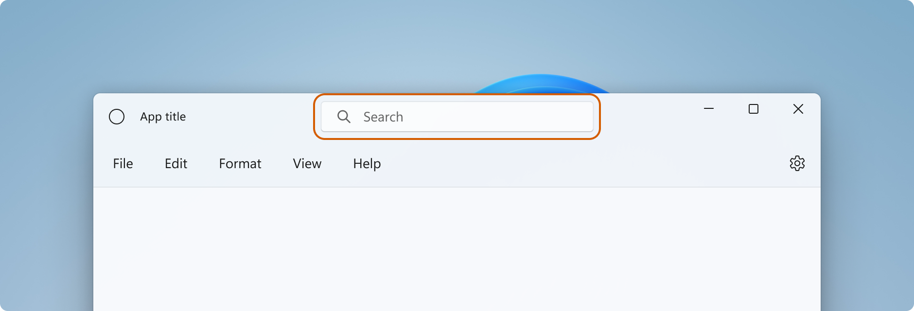 A Windows app avec une zone de recherche dans la barre de titre