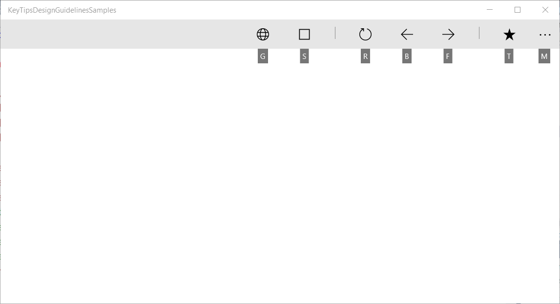Clés d'accès principaux pour CommandBar