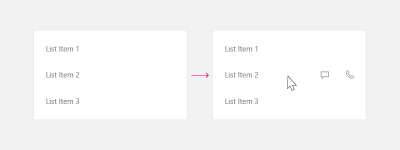 Interface utilisateur imbriquée affichée au survol