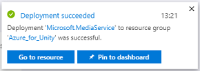 Capture d’écran de la notification pour un déploiement réussi.
