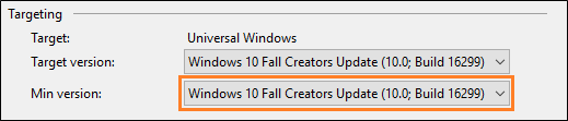 Version minimum du SDK&nbsp;Windows
