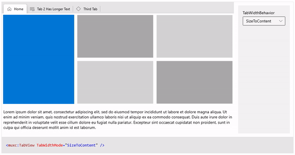 tailles d’onglets de contrôle TabView