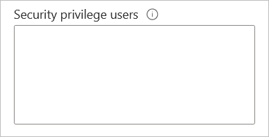 Screenshot che mostra la casella Utenti con privilegi di sicurezza della finestra Active Directory connections.