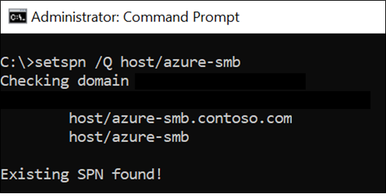 Screenshot del comando 'setspn'.