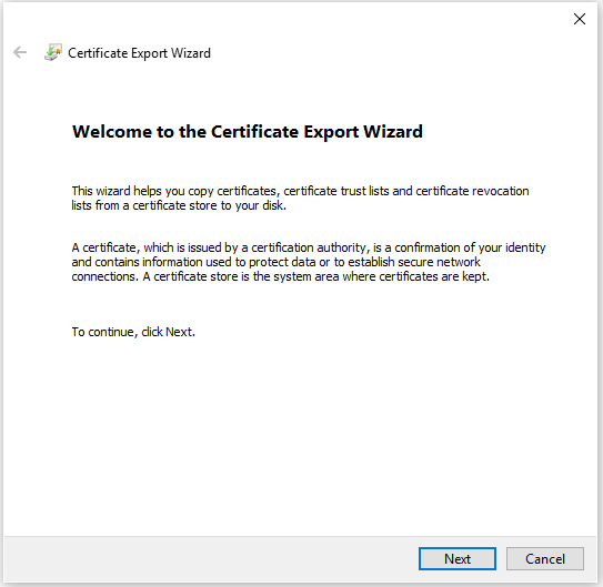 Esportare il certificato