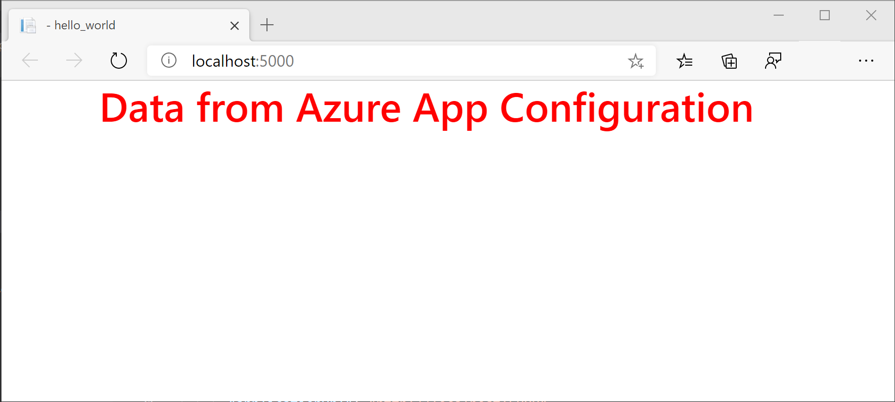 Applicazione Web in esecuzione con configurazione di sviluppo