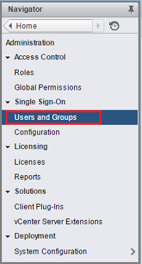 Screenshot che mostra come selezionare l'opzione Utenti e gruppi.