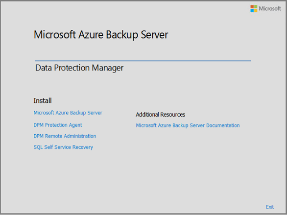 Viene avviata l'installazione guidata di Backup di Microsoft Azure
