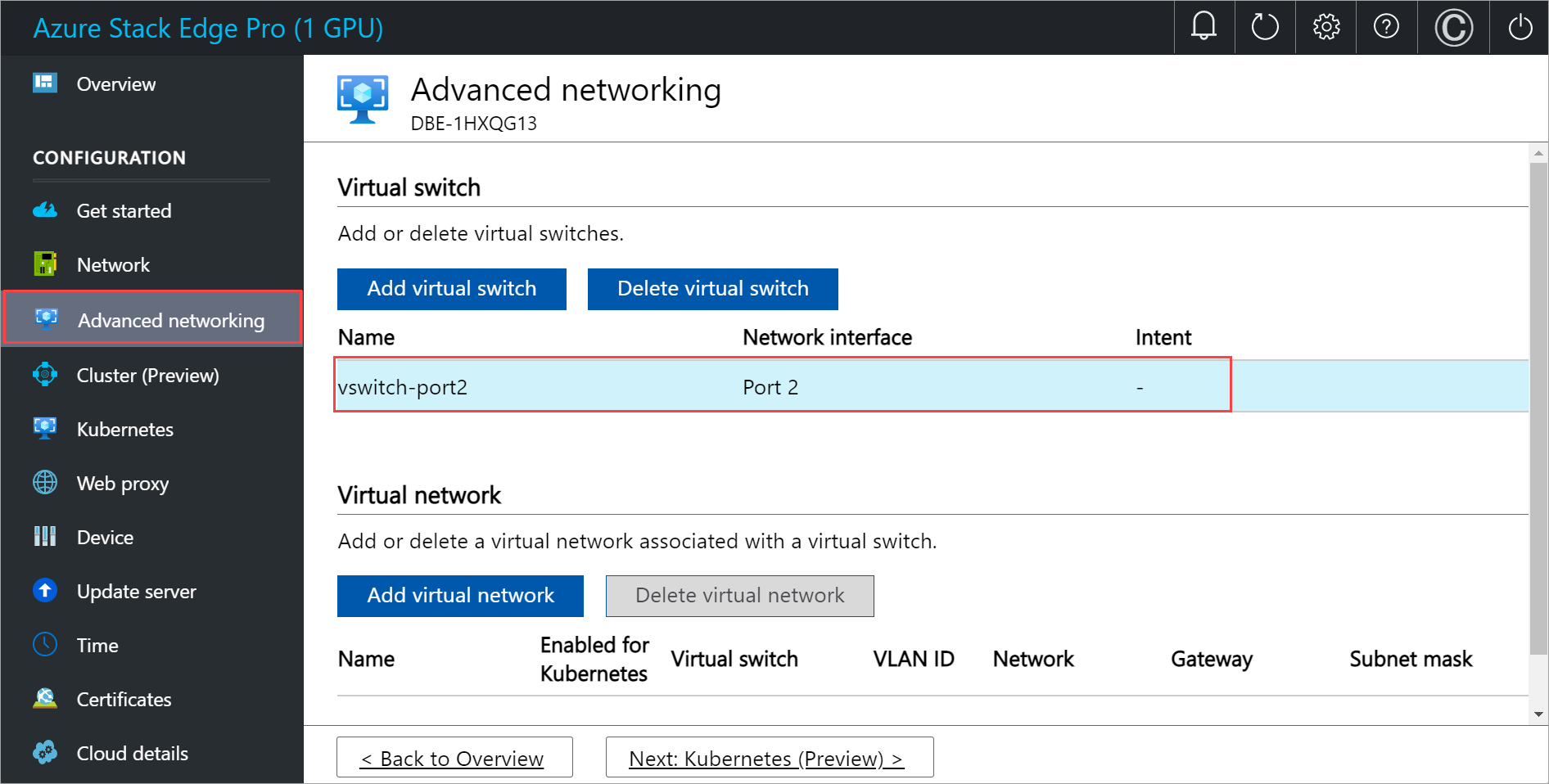 Screenshot della pagina Configura le risorse di calcolo in Rete avanzata nell'interfaccia utente locale 3
