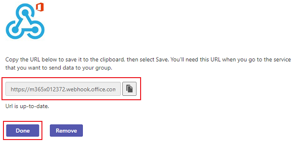 Copiare l'URL del webhook generato.
