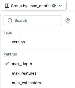 Usare il menu a discesa Raggruppa per raggruppare le esecuzioni in base al valore del parametro.