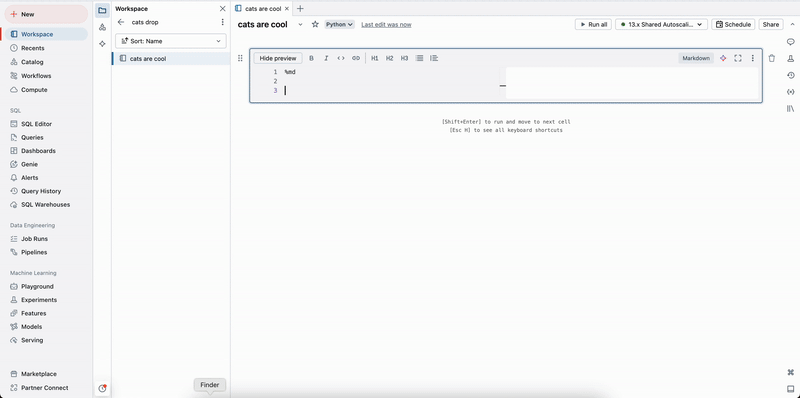 Trascinare l'immagine nella cella markdown