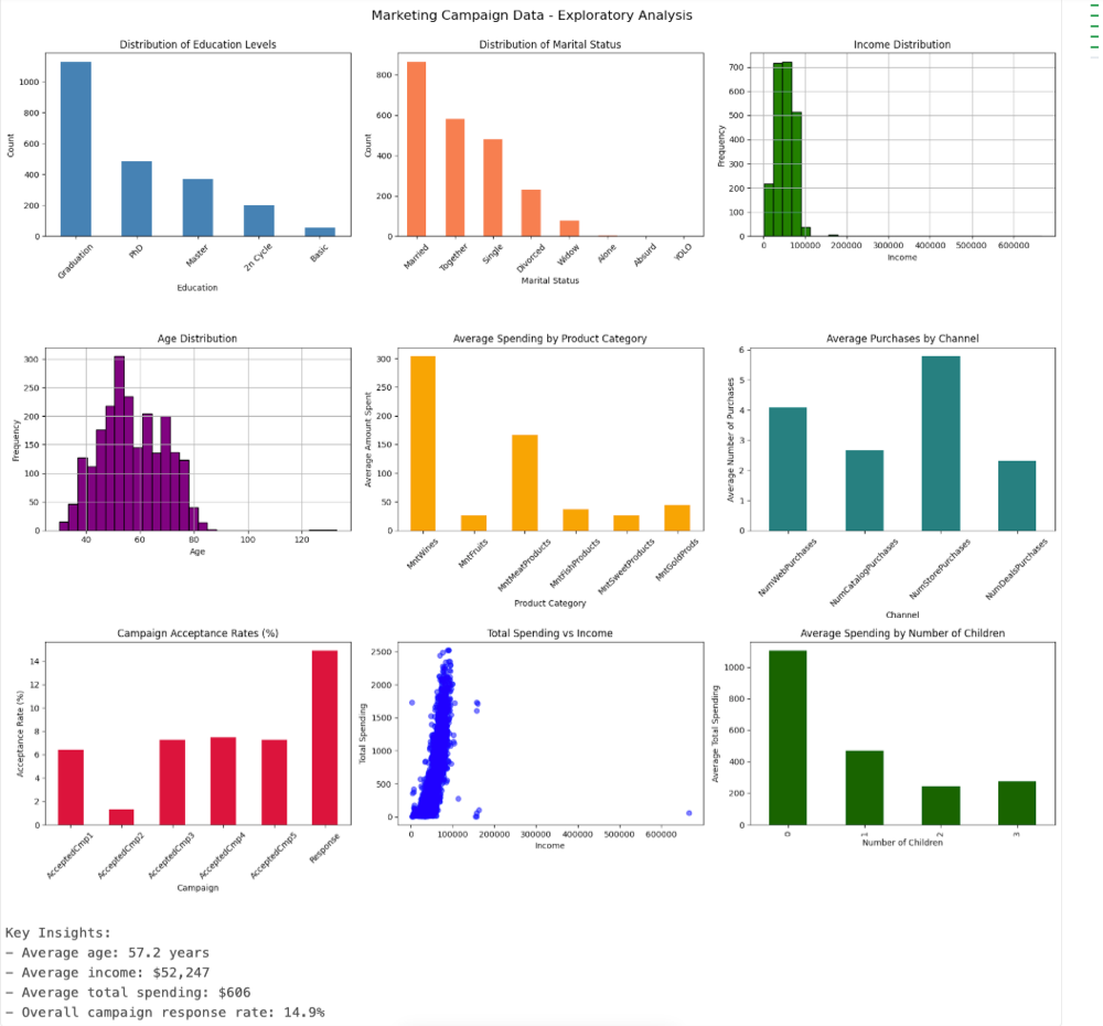 Dati della campagna di marketing in un dashboard.