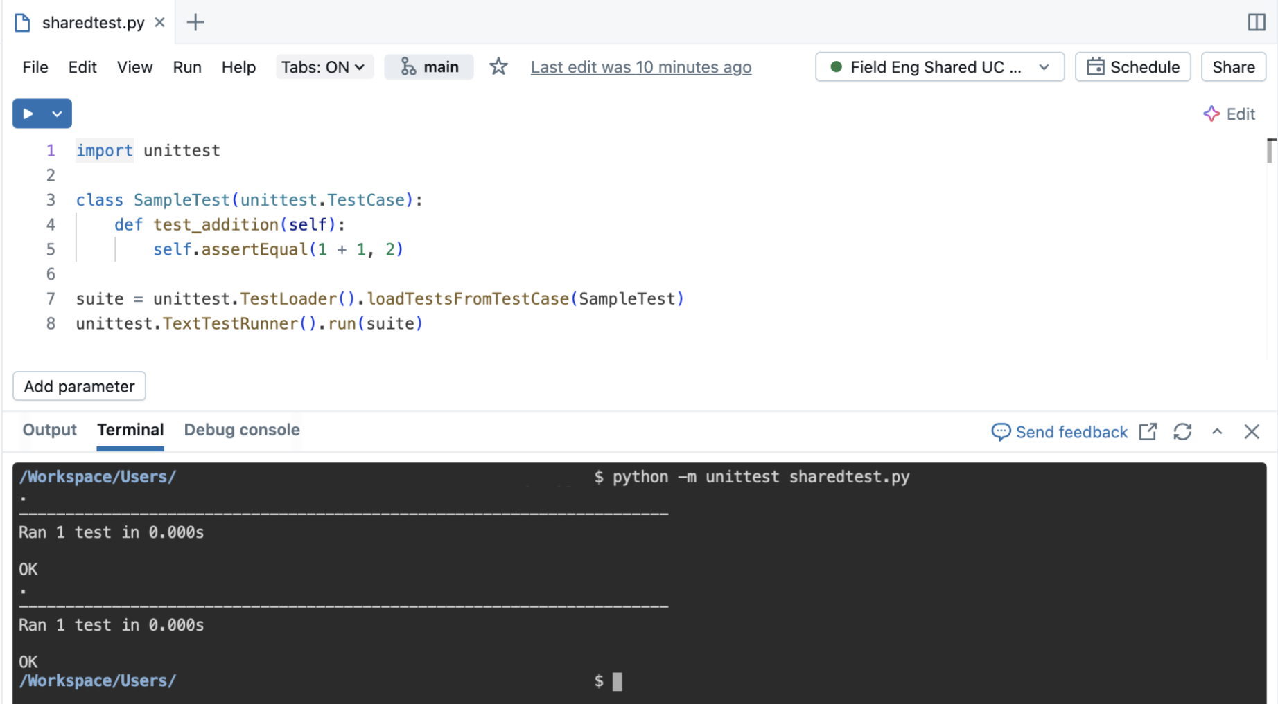 Chiamata di test delle cartelle Git