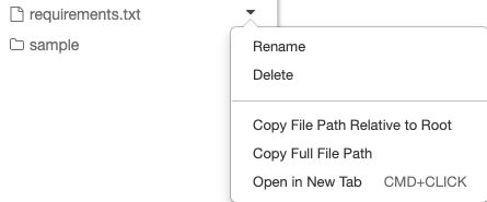 menu a discesa del file
