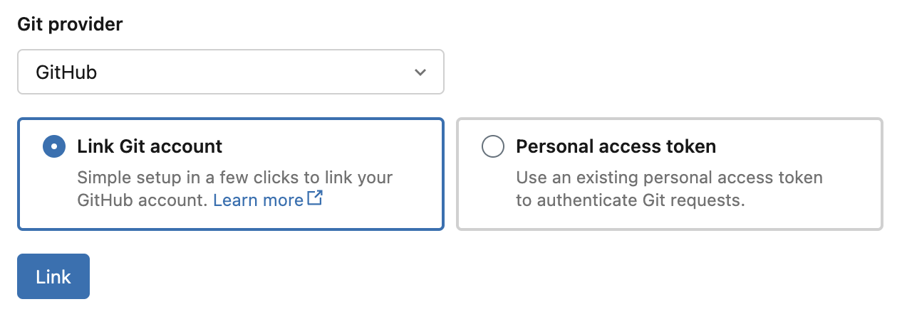 Collegare l'account GitHub su Databricks