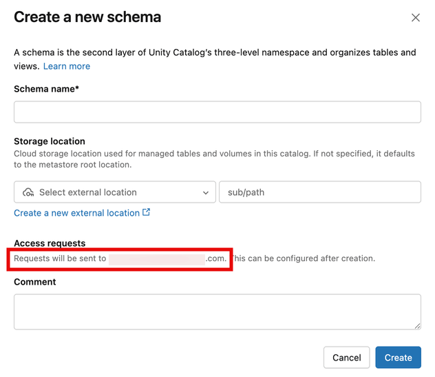 Destinazioni delle richieste di accesso elencate nel nuovo schema modale