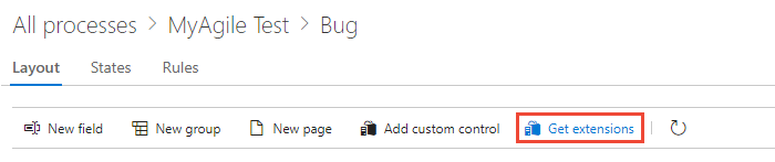 Screenshot di Processo, WIT, Bug, Layout, Ottieni estensioni.