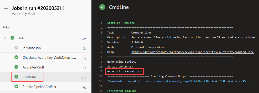 Una screenshot che mostra i log delle attività della riga di comando.