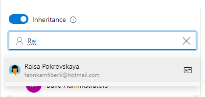 Screenshot che mostra la selezione di un utente o di un gruppo.