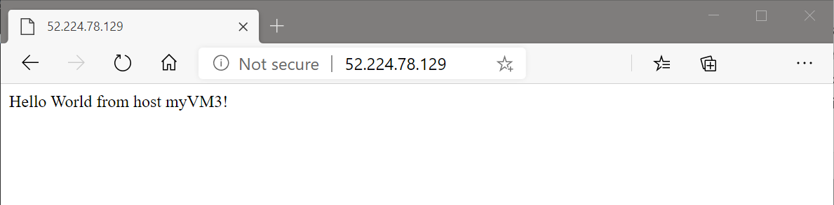 Screenshot della finestra del browser che mostra la pagina di test del servizio di bilanciamento del carico.