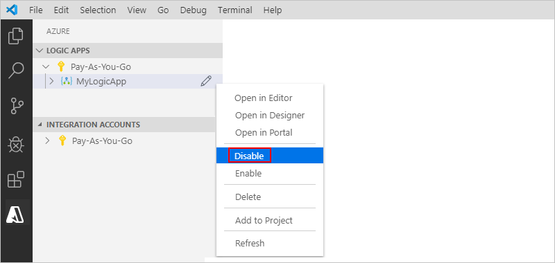 Disabilitare l'app logica