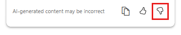Screenshot che mostra le opzioni di feedback nel riquadro dell'assistente workflow con l'icona pollice giù selezionata.