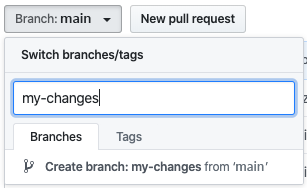 Creare un nuovo ramo usando l'interfaccia GitHub