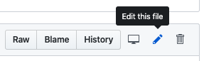 Pulsante di modifica file nell'interfaccia di GitHub