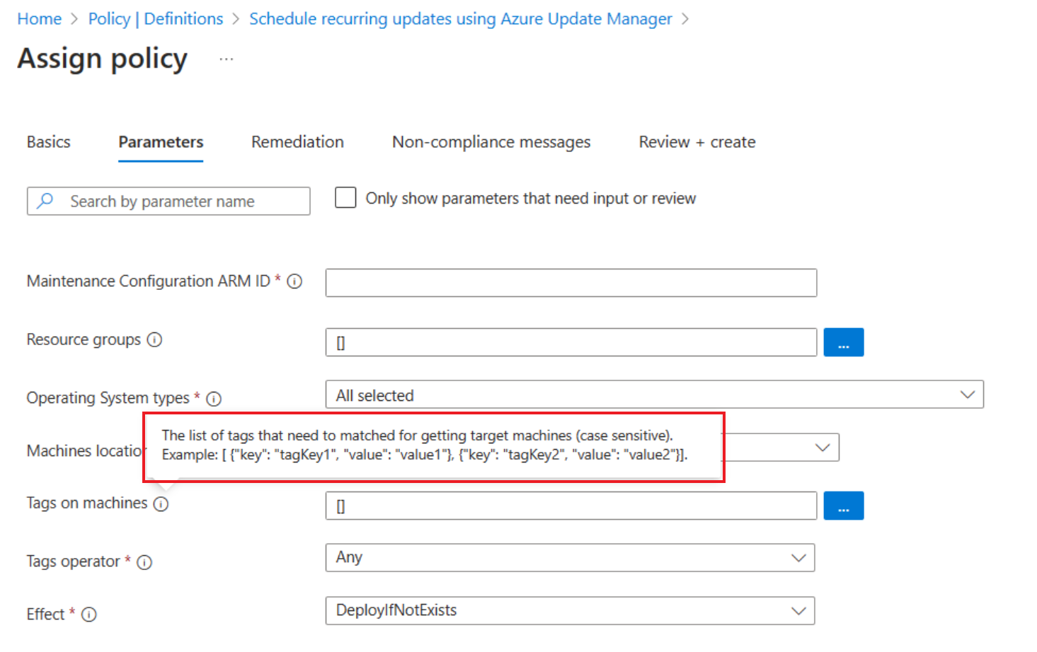 Screenshot che mostra la sintassi per aggiungere tag.