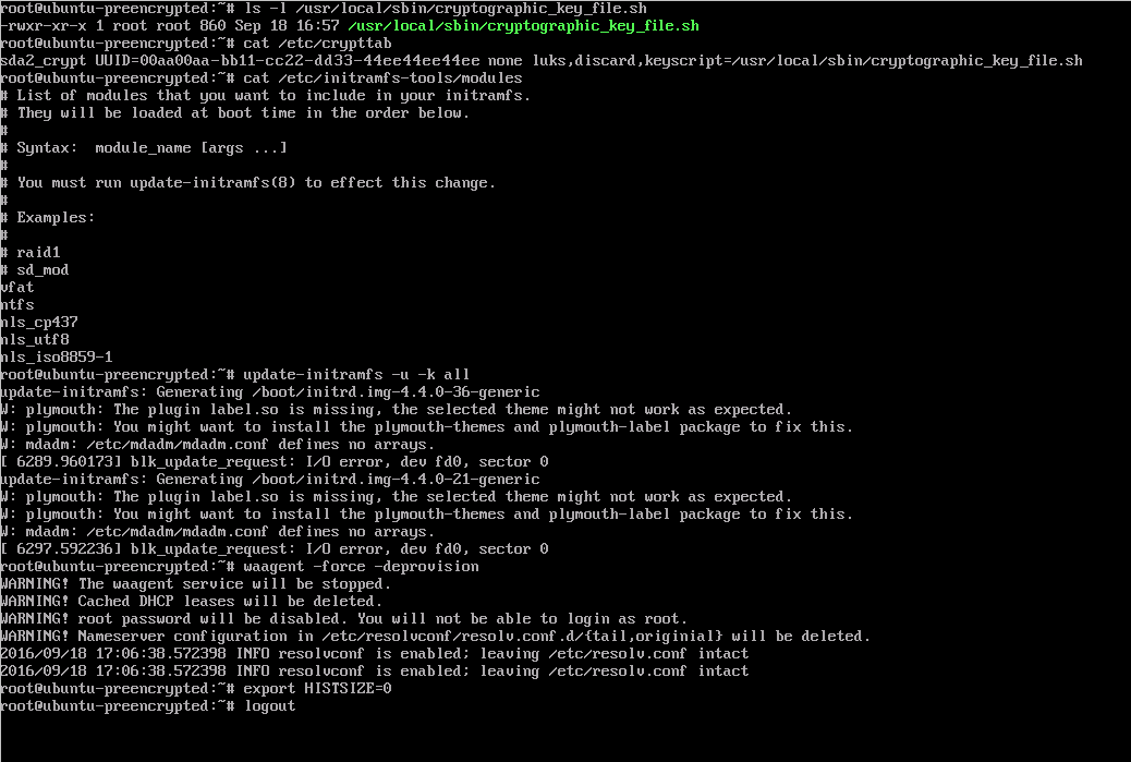 Configurazione di Ubuntu 16.04 - update-initramfs