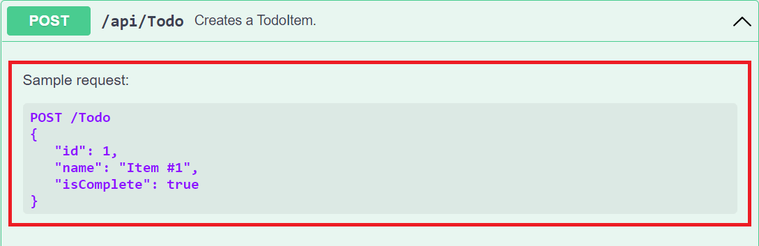 Interfaccia utente di Swagger con commenti aggiuntivi visualizzati.