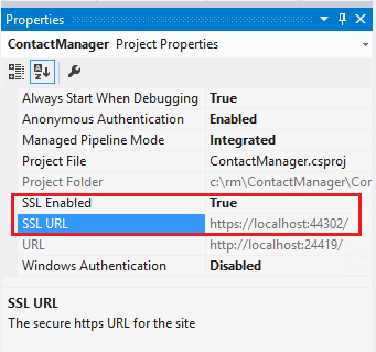 Proprietà SSL abilitata