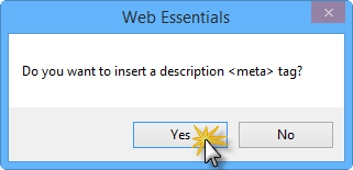 Finestra di dialogo Web Essentials