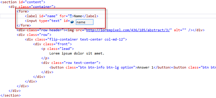 Visualizzazione dell'ID in IntelliSense