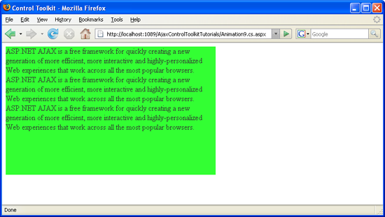 L'animazione viene creata usando codice C#/VB sul lato server