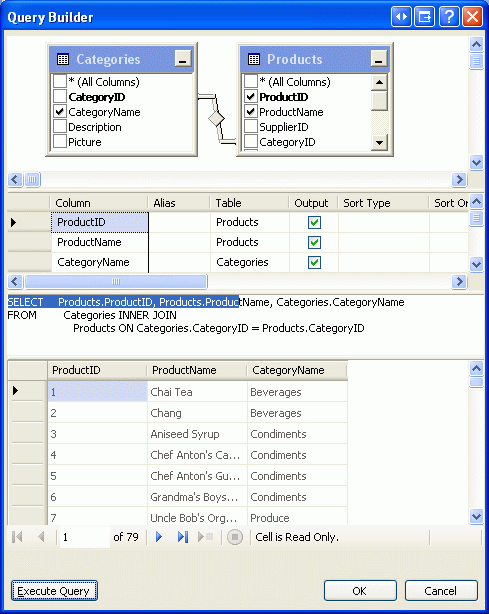 È possibile costruire graficamente la query usando Generatore di Query