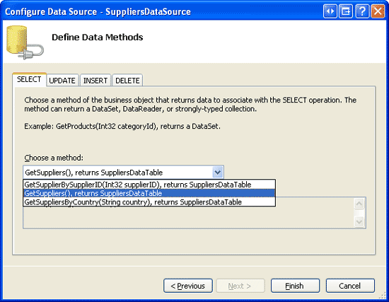Recuperare informazioni sui fornitori usando il metodo GetSuppliers()