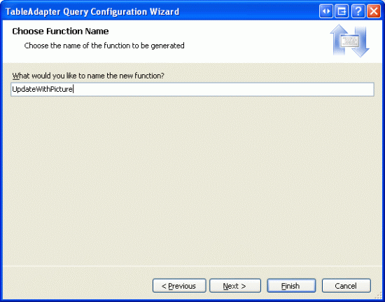 Denominare il nuovo metodo TableAdapter UpdateWithPicture