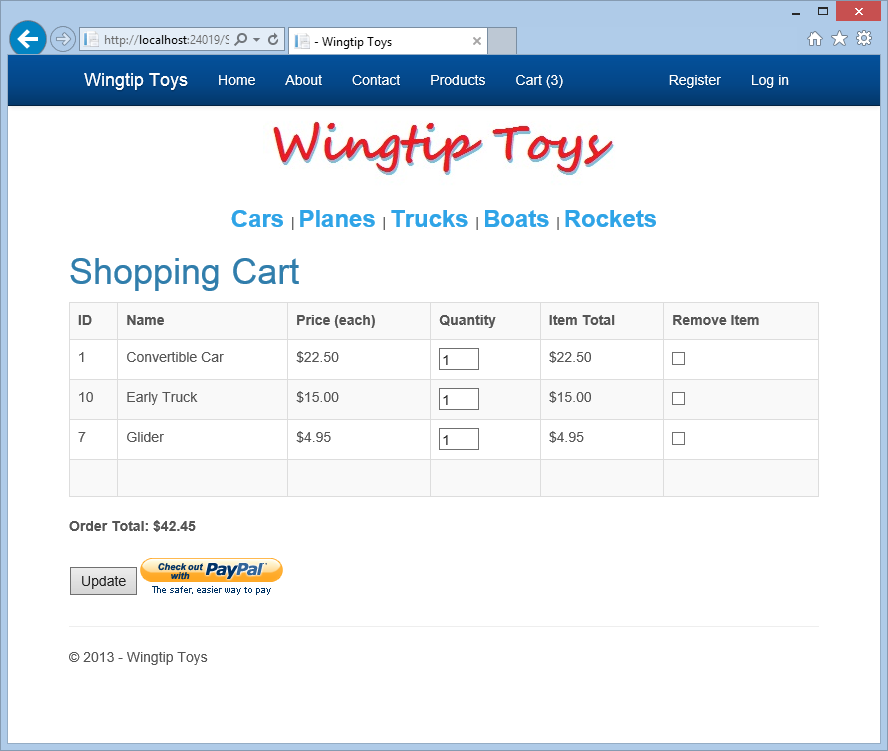 Checkout e pagamento con PayPal - Carrello