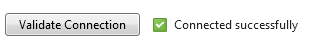 Screenshot del pulsante Convalida connessione con un'icona di segno di spunta verde che indica che la connessione è riuscita.