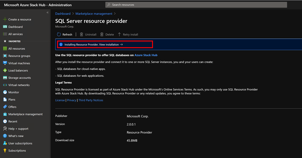 Screenshot dell'installazione di 