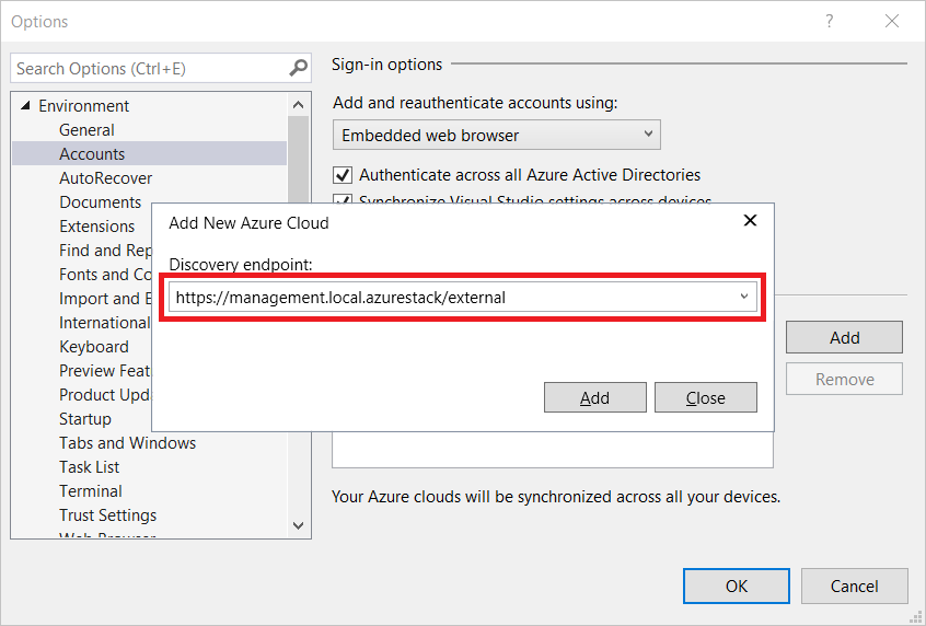 Aggiungere un nuovo endpoint di Azure Cloud Discovery