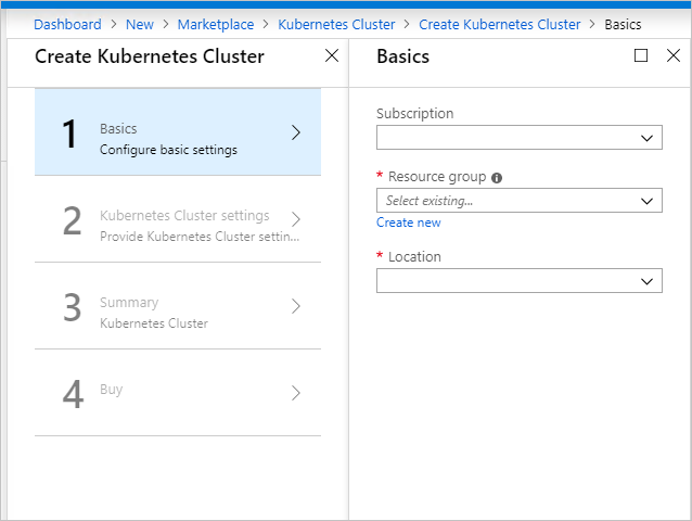 Screenshot che mostra dove si aggiungono informazioni di base sul tuo cluster Kubernetes.